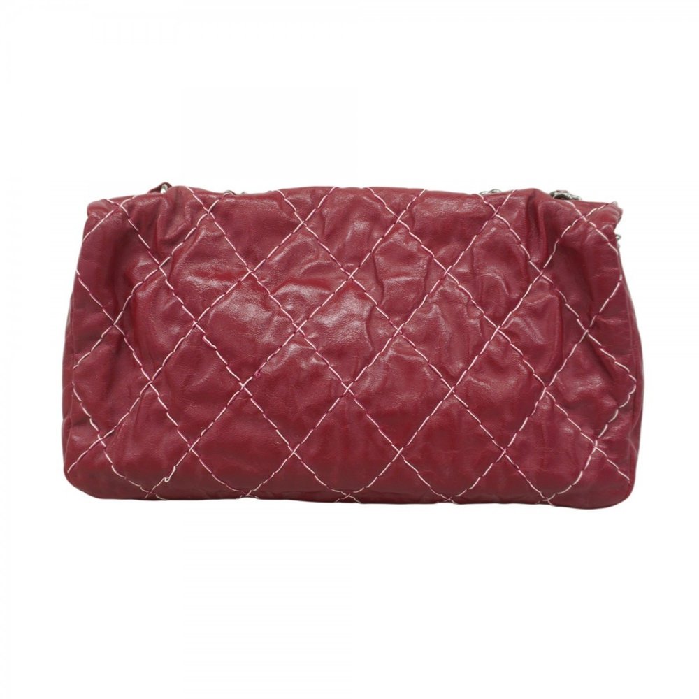 Chanel Shoulder Bag Wild Stitch W Chain Calfskin Red Women's P629441 - Picture 12 of 12